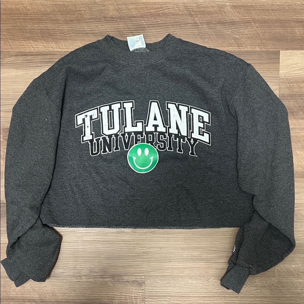 Champion Brand Tulane Charcoal Sweatshirt with Smiley Facs Graphic
